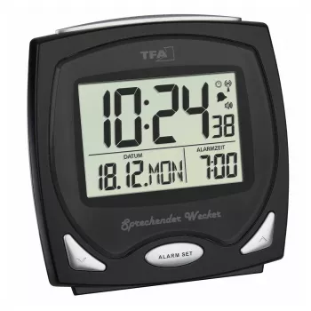 TFA Dostmann Despertador radiocontrolado negro con esfera luminosa 60.2541.01