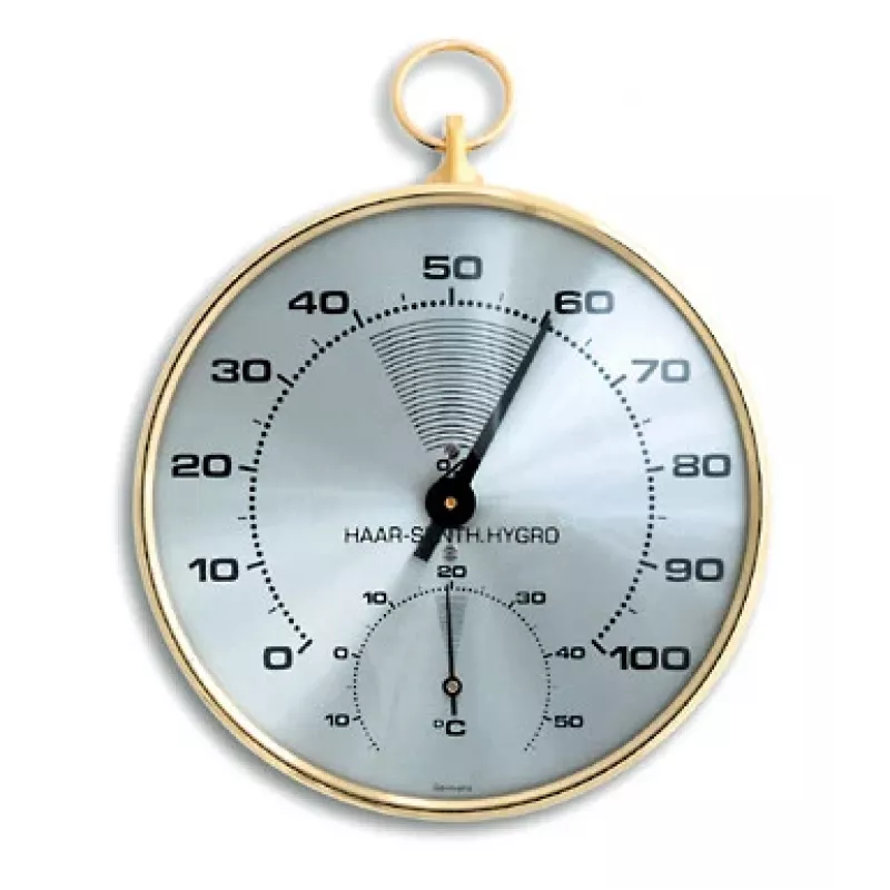 TFA Dostmann 45.2007 Termómetro higrómetro analógico redondo, blanco/plata, 10 cm de diámetro