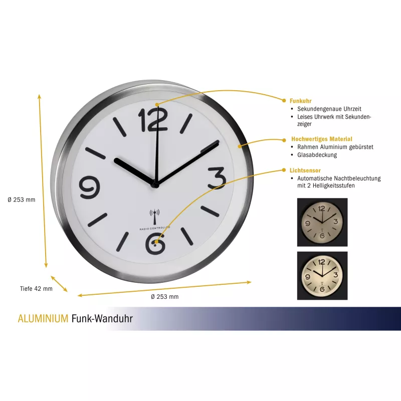 TFA Dostmann 60.3535.02 Reloj de pared radiocontrolado redondo plata - blanco