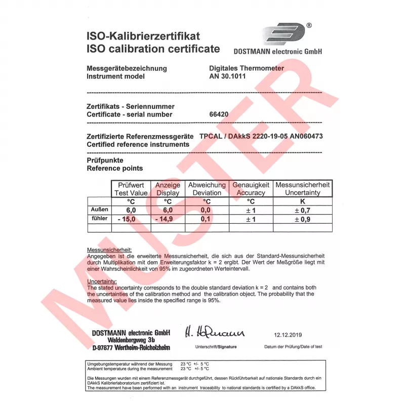 TFA Dostmann Termómetro con cable negro-blanco (30.1011.K)