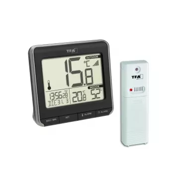 TFA Dostmann PRIO Termómetro digital inalámbrico, negro/blanco 30.3069.01