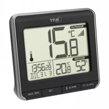 TFA Dostmann PRIO Termómetro digital inalámbrico, negro/blanco 30.3069.01