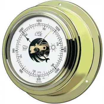 TFA Dostmann Barómetro de pared de latón 29.4010B - Barómetro analógico para interiores, 980-1050 hPa
