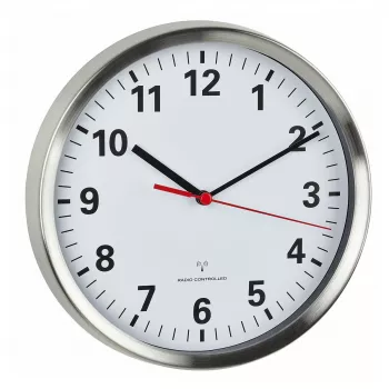 TFA Dostmann 60.3529.02 Reloj de pared radiocontrolado 220 mm aluminio segundero continuo