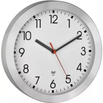 TFA Dostmann 60.3546.02 Reloj de pared radiocontrolado 25 cm aluminio cepillado