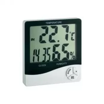 TFA Dostmann WS 5031 Termo-higrómetro con reloj, negro/blanco 30-5031