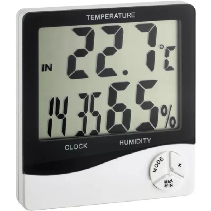 TFA Dostmann WS 5031 Termo-higrómetro con reloj, negro/blanco 30-5031