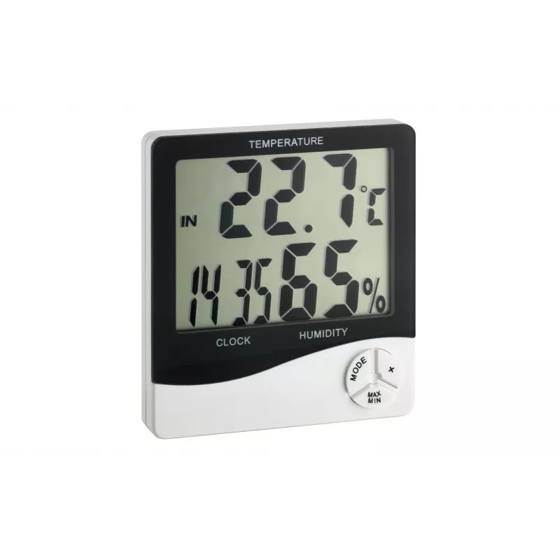 TFA Dostmann WS 5031 Termo-higrómetro con reloj, negro/blanco 30-5031