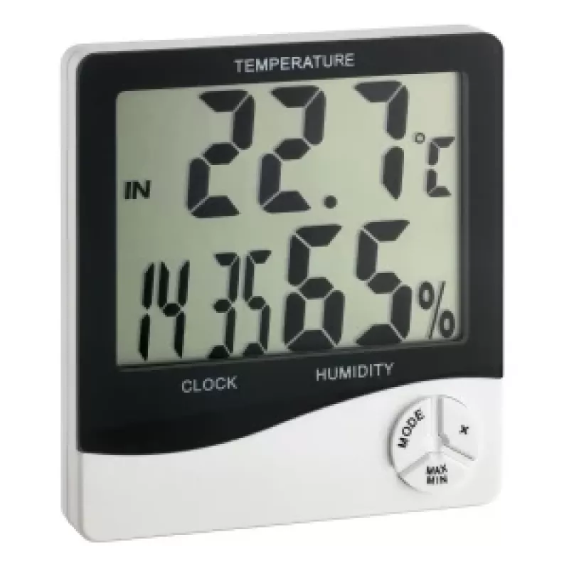 TFA Dostmann WS 5031 Termo-higrómetro con reloj, negro/blanco 30-5031
