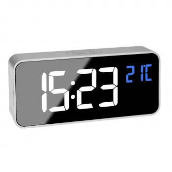 TFA Dostmann 60.2032.54 Despertador de cuarzo plateado con doble alarma