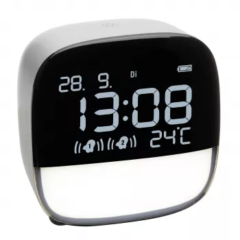 TFA Dostmann 60.2034.02 Despertador de cuarzo blanco con 2 alarmas