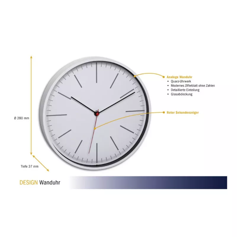 TFA Dostmann 60.3049.02 Reloj de pared de cuarzo redondo blanco
