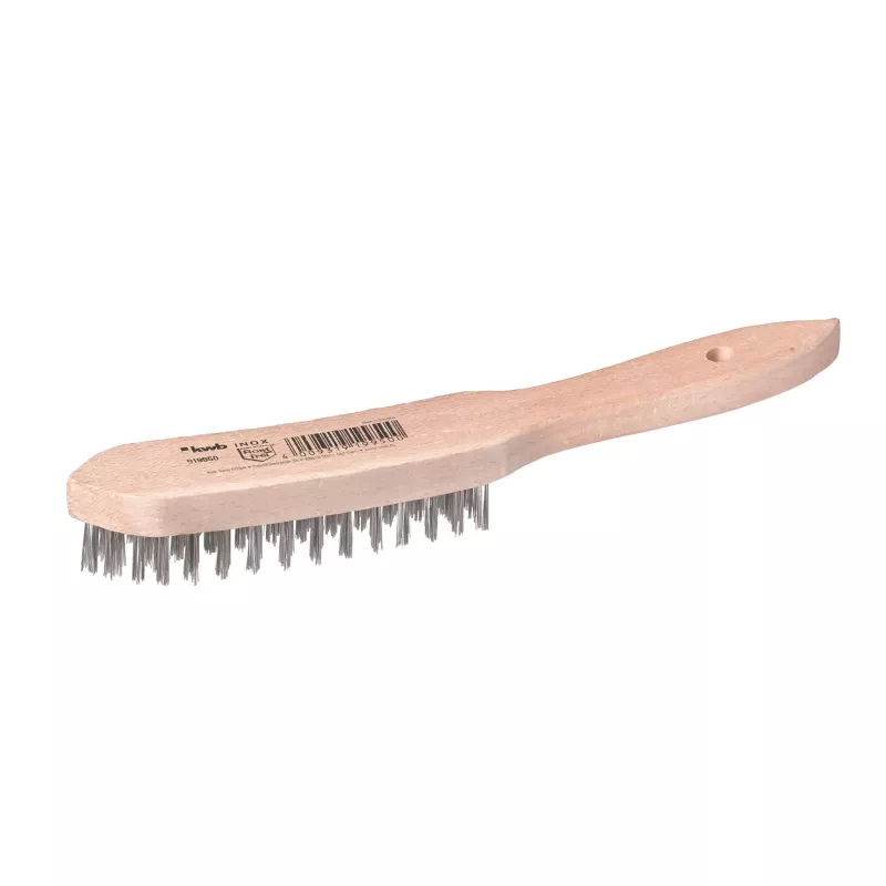 kwb 919950 Cepillo de alambre de mano con cerdas de acero de 4 filas, 255 mm