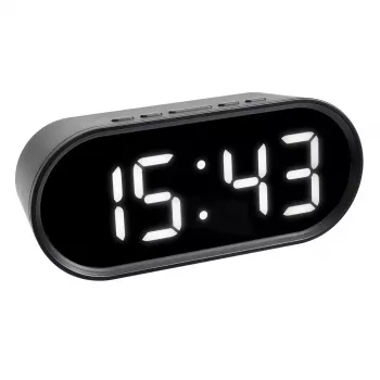 TFA Dostmann Despertador digital con dígitos LED luminosos, ovalado, negro, 0-50 °C, °F/°C (60.2025.01)