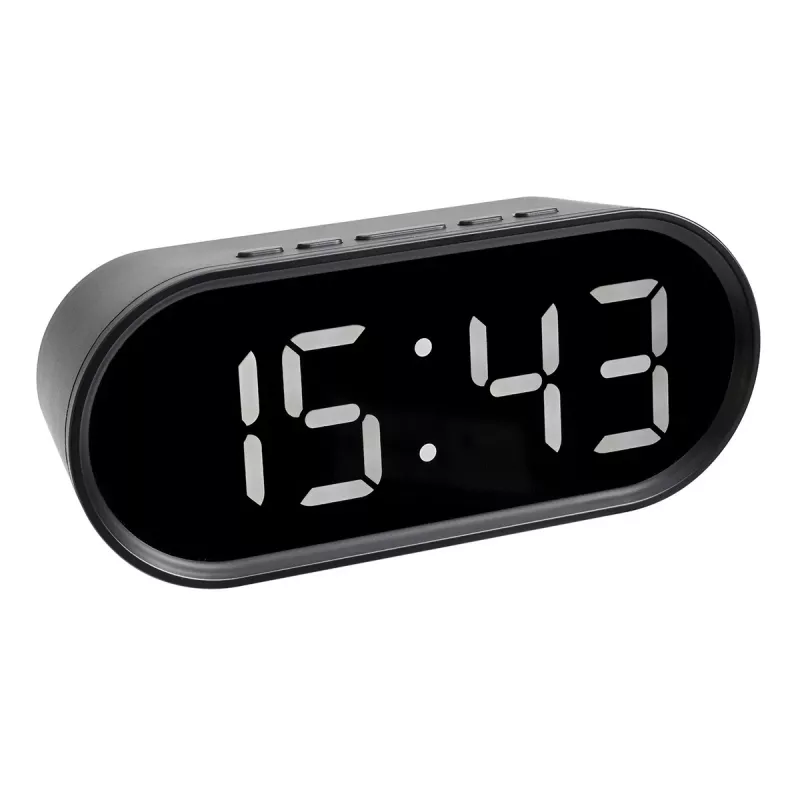 TFA Dostmann Despertador digital con dígitos LED luminosos, ovalado, negro, 0-50 °C, °F/°C (60.2025.01)