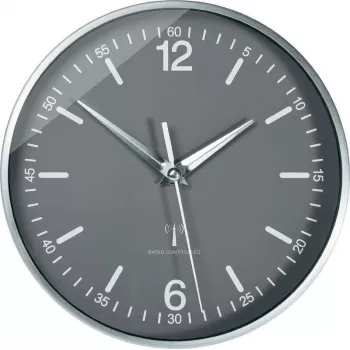 TFA Dostmann 60.3503 Reloj de pared radiocontrolado de aluminio, negro