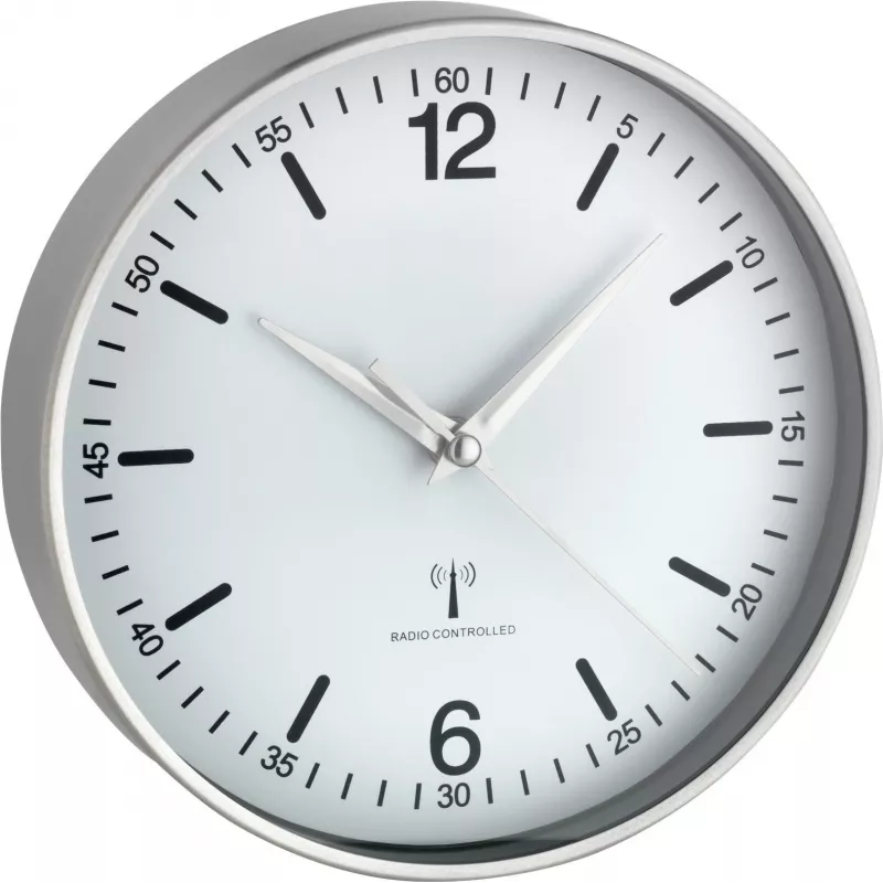 TFA Dostmann 60.3503 Reloj de pared radiocontrolado de aluminio, negro