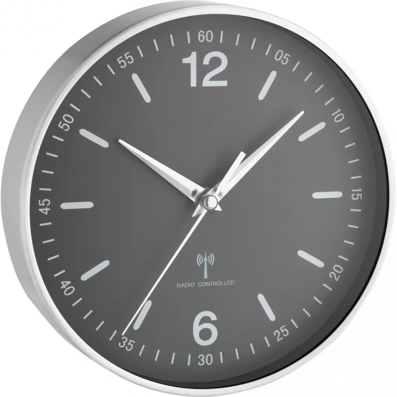 TFA Dostmann 60.3503 Reloj de pared radiocontrolado de aluminio, negro