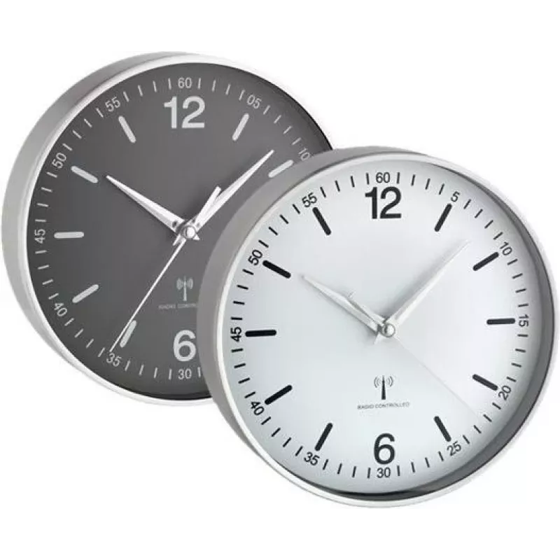 TFA Dostmann 60.3503 Reloj de pared radiocontrolado de aluminio, negro