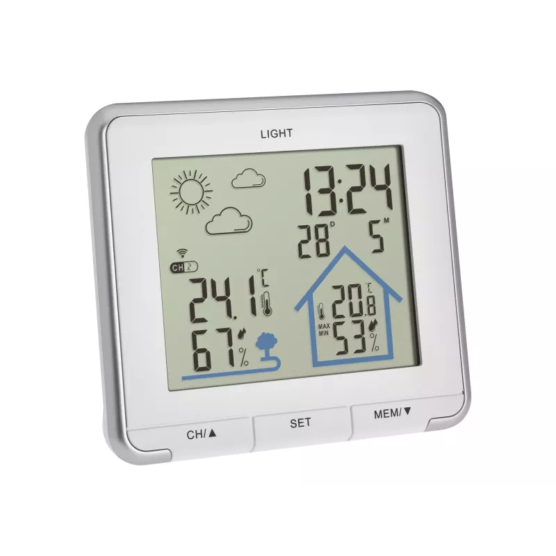 TFA Dostmann LIFE Estación meteorológica radiocontrolada con previsión 12-24 h, LCD en color, temperatura y humedad interior/exterior, reloj DCF-77, alarma de heladas, 1 sensor incluido – negro 35.1153.02