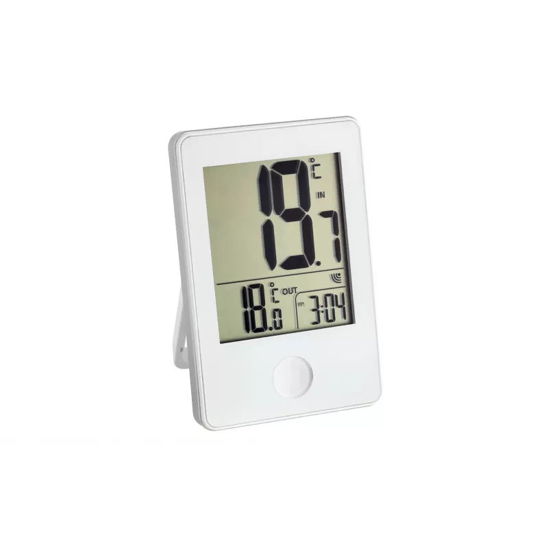 TFA Dostmann Termómetro radiocontrolado con reloj, blanco (30-3051-02)