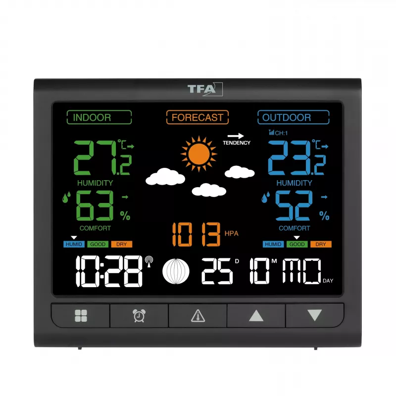 TFA CONTRAST 35.1171.01 Estación meteorológica inalámbrica con previsión 12-24 horas, negro