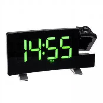 TFA Dostmann Despertador radiocontrolado con proyección y función de carga USB - Despertador digital - Rectangular - Negro - Plástico - Hora - LED (60.5015.04)