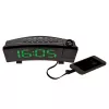 TFA Dostmann Despertador radiocontrolado con proyección y función de carga USB - Despertador digital - Rectangular - Negro - Plástico - Hora - LED (60.5015.04)