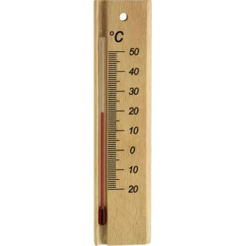 TFA Dostmann Termómetro interior analógico, madera de haya, -20 a +50 °C, montaje en pared 12.1053.05