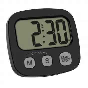 TFA Dostmann Set de 2 temporizadores digitales con cronómetro y reloj, negro y blanco (38.2057.40.02)