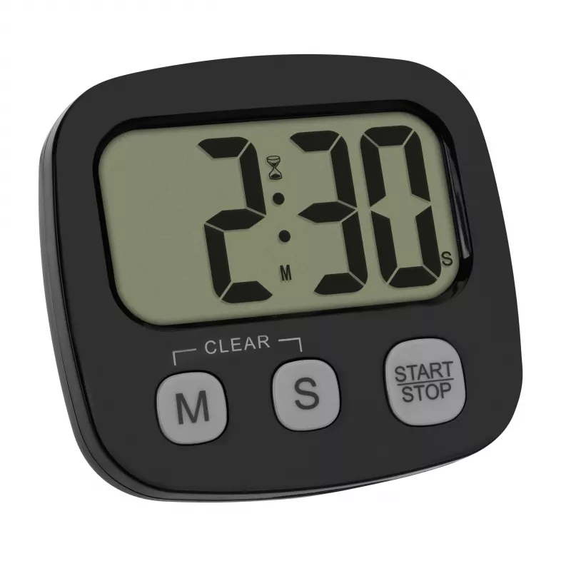 TFA Dostmann Set de 2 temporizadores digitales con cronómetro y reloj, negro y blanco (38.2057.40.02)