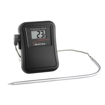 TFA Dostmann 14.1504 Termómetro de parrilla con sonda de cable, alarma, temporizador, control de temperatura interior para cocción lenta, cerdo, ternera, caza, pavo, cordero, conejo