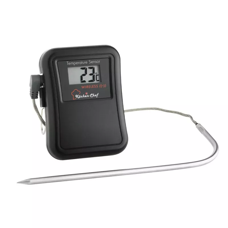 TFA Dostmann 14.1504 Termómetro de parrilla con sonda de cable, alarma, temporizador, control de temperatura interior para cocción lenta, cerdo, ternera, caza, pavo, cordero, conejo