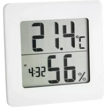 TFA DOSTMANN 30.5033.02 Termo-higrómetro digital con LCD, memoria máx./mín., indicador de zonas de confort, montaje con imán/soporte, blanco