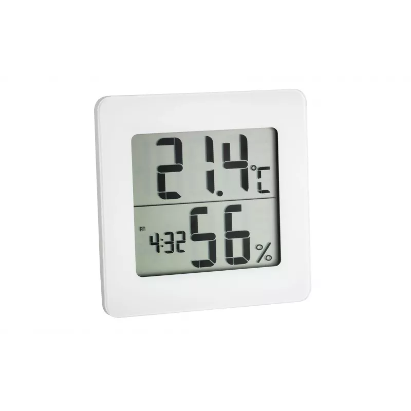 TFA DOSTMANN 30.5033.02 Termo-higrómetro digital con LCD, memoria máx./mín., indicador de zonas de confort, montaje con imán/soporte, blanco