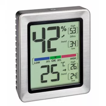 TFA Dostmann EXACTO Termo-higrómetro digital plateado 30.5047.54.K