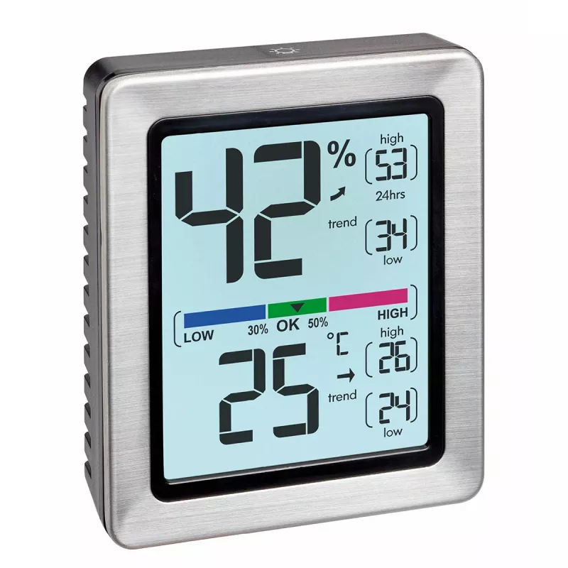TFA Dostmann EXACTO Termo-higrómetro digital plateado 30.5047.54.K