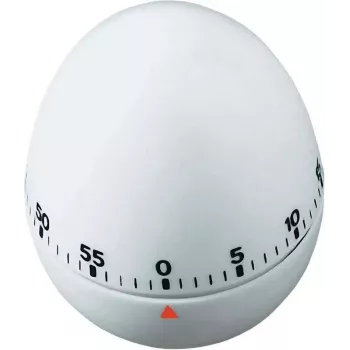 TFA DOSTMANN Temporizador de cocina para huevos, mecánico, blanco, 60 minutos, alarma de campana, 60 x 74 mm 38.1002