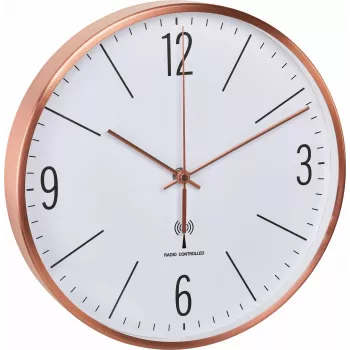TFA Dostmann 60.3534.51 Reloj de pared de cuarzo redondo cobre-blanco
