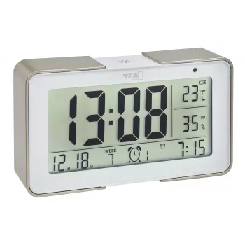 TFA Dostmann 60.2540.53 Despertador radiocontrolado oro/blanco