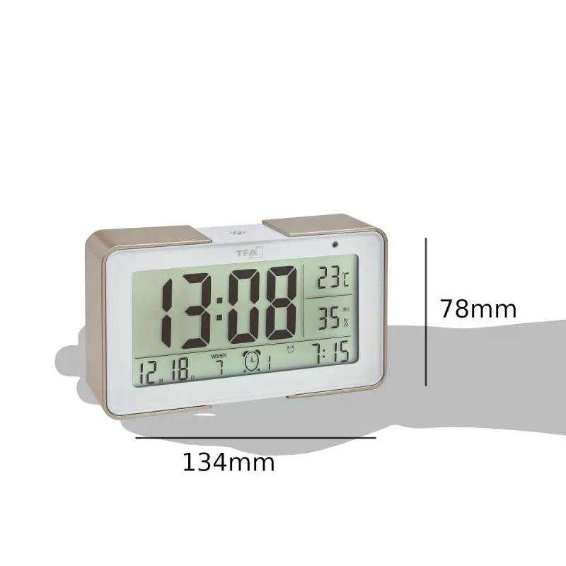 TFA Dostmann 60.2540.53 Despertador radiocontrolado oro/blanco