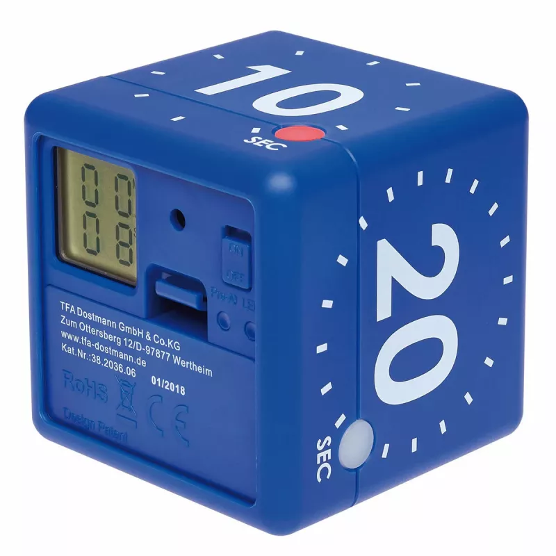 TFA Dostmann Timer CUBE Temporizador digital cúbico, azul 38.2036.06