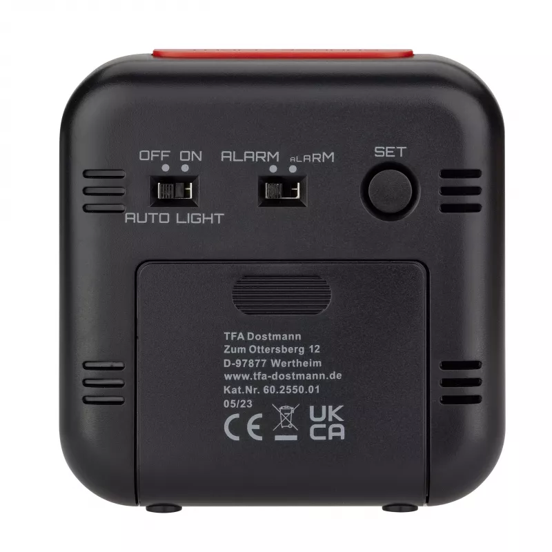 TFA Dostmann 60.2550.01 Despertador radiocontrolado negro con dos alarmas