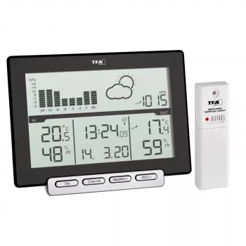 TFA Meteo Sens 35.1139.01 Estación meteorológica inalámbrica con previsión de 12-24 horas, fase lunar y sensor exterior