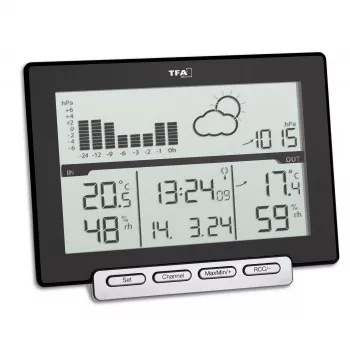 TFA Meteo Sens 35.1139.01 Estación meteorológica inalámbrica con previsión de 12-24 horas, fase lunar y sensor exterior
