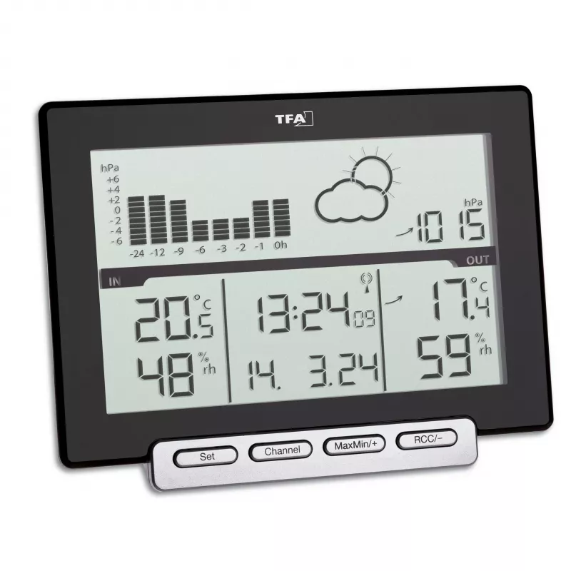 TFA Meteo Sens 35.1139.01 Estación meteorológica inalámbrica con previsión de 12-24 horas, fase lunar y sensor exterior