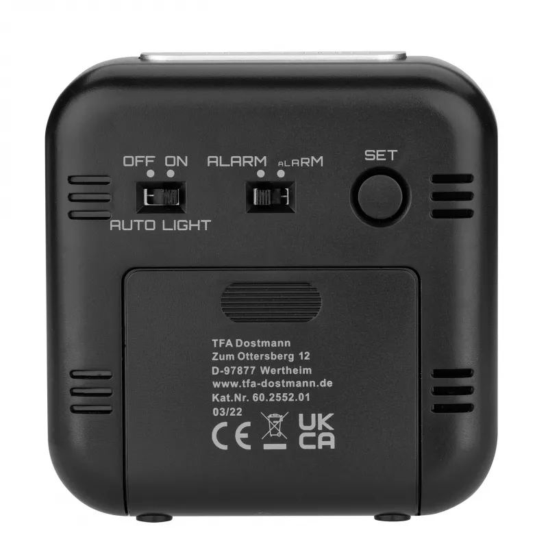 TFA Dostmann 60.2552.01 Despertador radiocontrolado negro con doble alarma