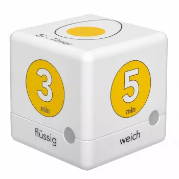 TFA Dostmann Cube Timer Temporizador digital para huevos, blanco/amarillo (38.2041.07)