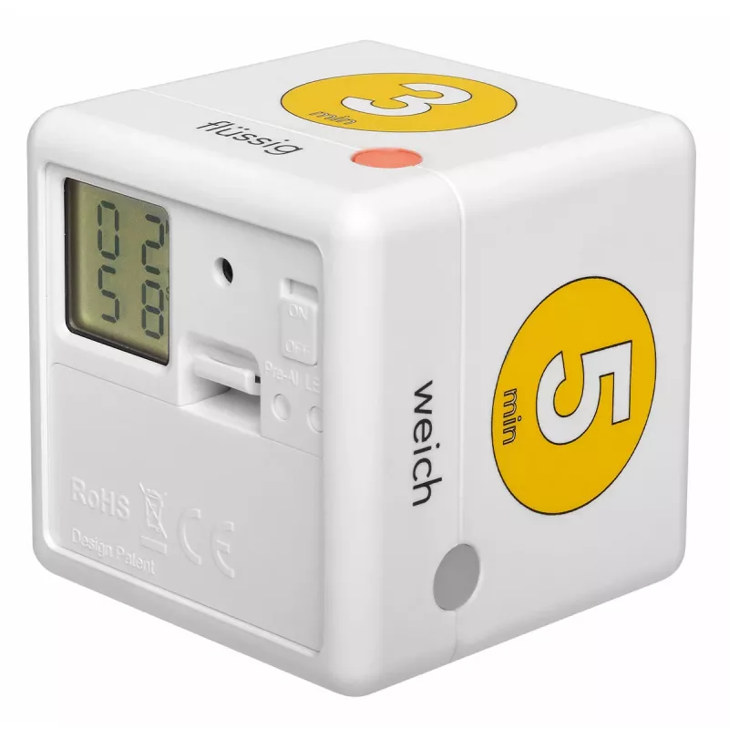 TFA Dostmann Cube Timer Temporizador digital para huevos, blanco/amarillo (38.2041.07)