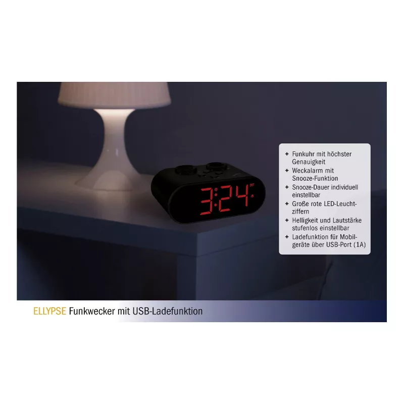 TFA Dostmann 60.2551.01 Despertador radiocontrolado negro